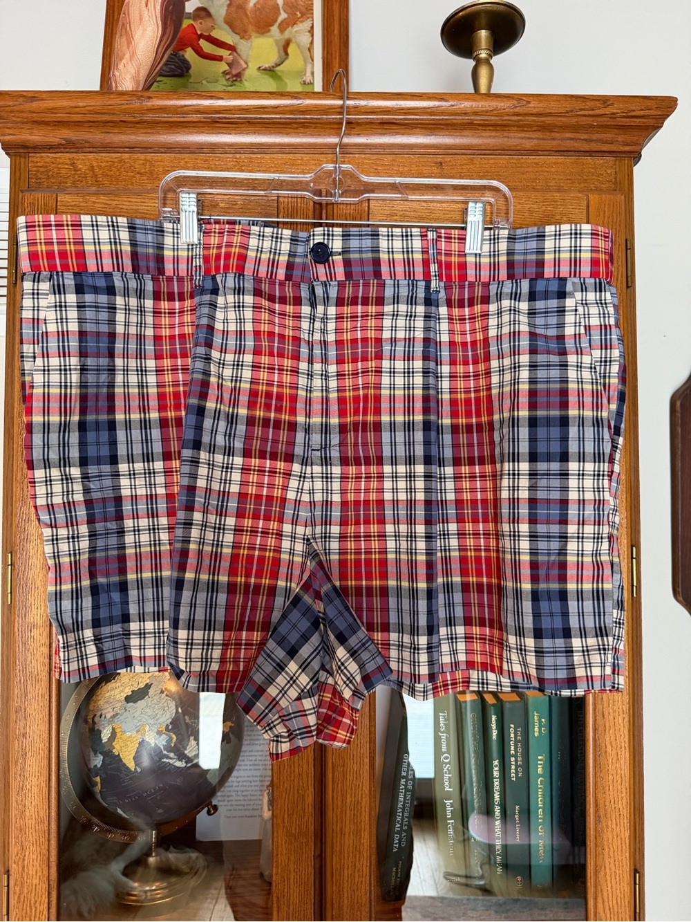 torrid Red, Navy & Cream Plaid Flat Front Shorts